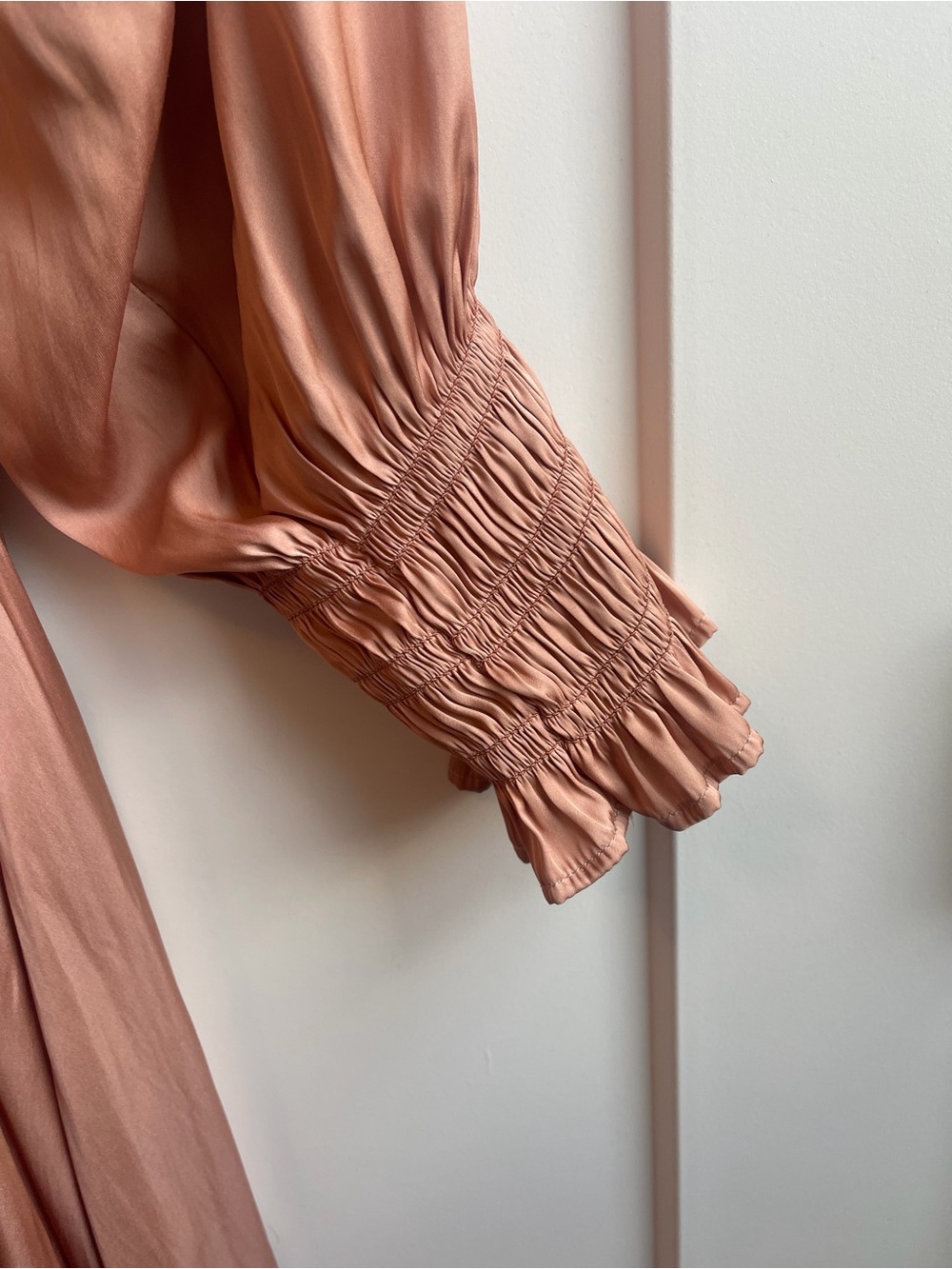 Zara Rosewood Satin V-Neck Midi Dress - Picture 4 of 5